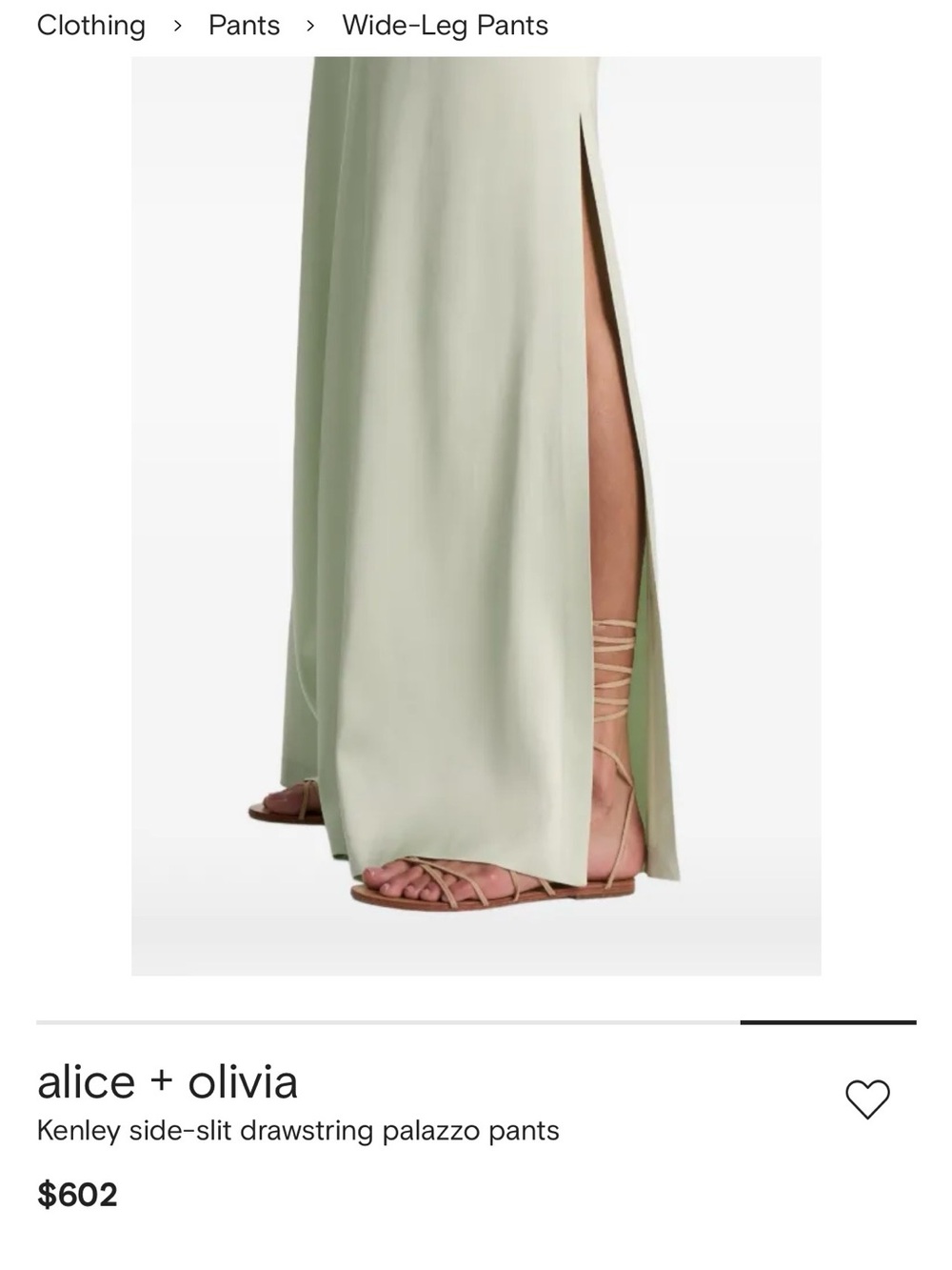 Alice + Olivia Pale Green Wide-Leg Drawstring Pants - Picture 6 of 7